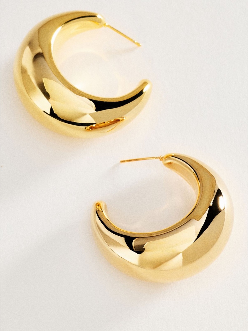Anthropologie Polished Gold Crescent Hoop Earrings